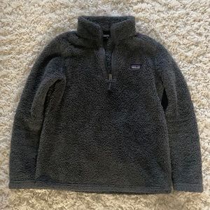 Patagonia Quarter zip Sherpa pullover. Charcoal grey color